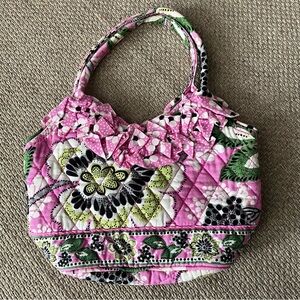 Vera Bradley Priscilla Pink Small Purse Bag Pink Green Floral Ruffle Retired